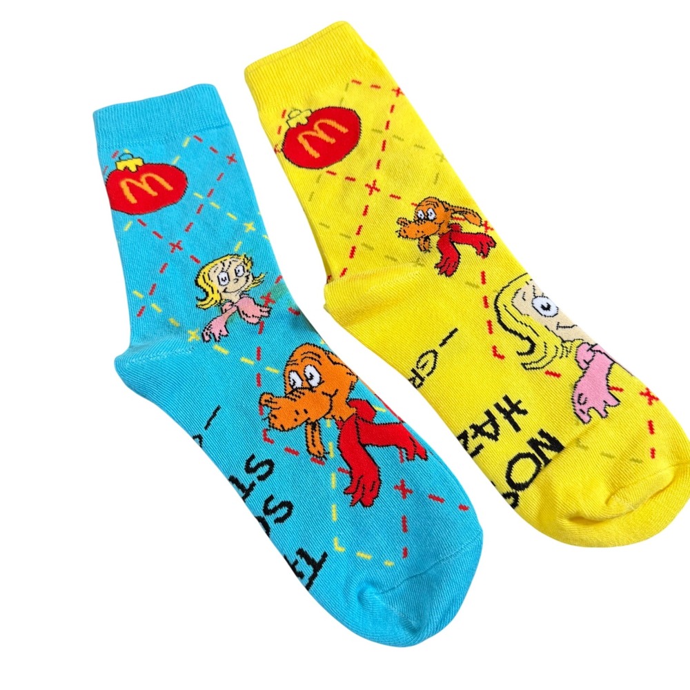 NEW McDonalds Dr Seuss‎ The Grinch Socks Blue Yellow Holiday Max Cindy Lot 2prs